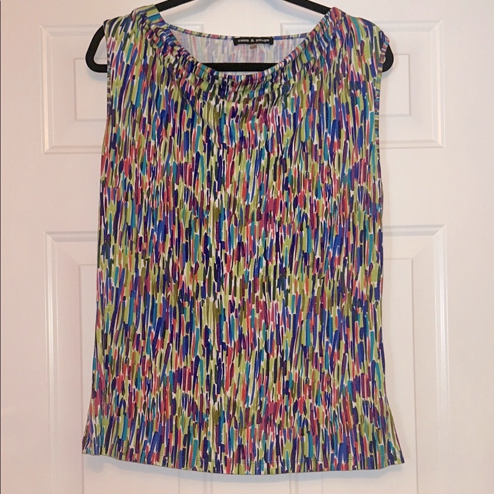 Cable & Gauge Sleeveless Women's Top XL Multicolor Career Colorful Basic Shell